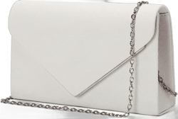 Women's Evening Clutch Small Crossbody Purse for Prom Classic Wedding Party Shoulder Bags Suede White