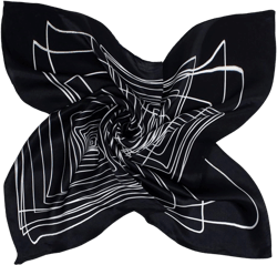 Dahlia Women's 100% Luxury Charmeuse Silk Scarf Square Neckerchief Abstract Square - Black