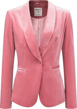 Allegra K Women's Halloween Office Solid Shawl Collar Jetted Pockets One Button Velvet Blazer Pink Large