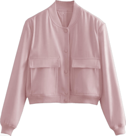 Lumister Women's Fashion Cropped Button Down Lightweight Cropped Bomber Jacket Varsity Shacket with Side Pockets Small Pink