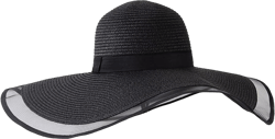 Wide Brim Chic Sun Hat Summer Beach Straw Hat Sun Visor Hat Breathable Sun Protection Hat Sunhat for Women Ladies Black head circumference 56-58cm Black