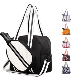 MANUEKLEAR Crossbody Sling Pickleball Bag Tote, Pickleball Bags for Women and Men, Pickleball Bags for Ladies Sleek Black