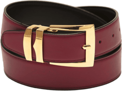 Men's Belt Reversible Wide Bonded Leather Gold-Tone Buckle BURGUNDY/Black 36 Red