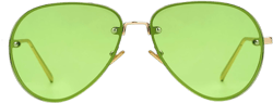 Xpectrum Classic Double Bridge Metal Aviator Sunglasses for Women Men Trendy Retro UV400 Rimless Sun Glasses Green / Gold 62 Millimeters