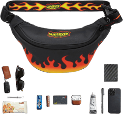 SUPERVEK PRO Fanny Pack for Men Women - YKK Zipper & Fabric, Crossbody Bag Waist Pack, Belt Bag for Travel Running Outdoor Hiking Cycling - Carry Any Phone, Wallet - Streetwear Anime Lit Fire Flame LIT