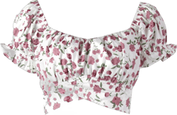 Women's Crop Tops Ruffle Short Sleeve Tie Back Summer Off Shoulder Top Blouse Medium Pink Flower White