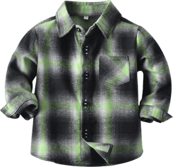 NOLDARES Toddlers and Kids Boys Girls Sherpa Lined Flannel Shirt Jacket,Cozy Plaid Flannel Shacket (Gender-Neutral)(A,3-4 Years)