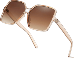 Women's Chic Square Oversized Sunglasses Big Large Wide Fashion Shades for Women Men 100% UV Protection Brown&tea