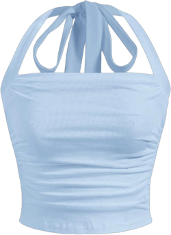 SOLY HUX Women's Ruched Halter Y2K Crop Tops Tie Back Sleeveless Slim Fit Cami Tops Small Light Blue