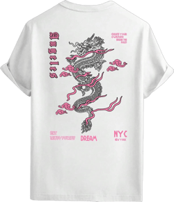 SHENHE Men's Graphic Tees T Shirts Short Sleeve Crew Neck Drop Shoulder Casual Summer Streetwear White Dragon Print 3X-Large