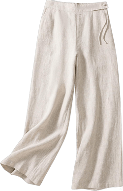 Womens Linen Capri Pants with Pockets Loose fit Elastic high Waisted Pants Straight Leg Lounge Pants with Pockets X-Large Beige