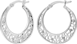 LeCalla 925 Sterling Silver Hoops Earrings | Women's Earring For Birthday Gift | Lightweight CZ Filigree Hoop Earrings for Women Jewelry CZ Mesh Filigree-25MM