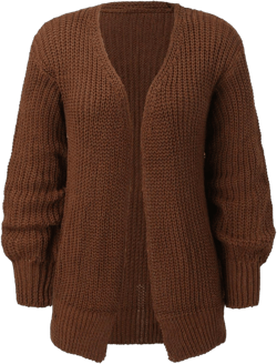 Women's Long Lantern Sleeve Open Front Cardigan Knit Sweaters Casual Oversized Chunky Outwear XX-Large Brown
