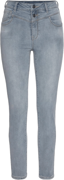 LASCANA Women's Mid Rise Skinny Jeans Solid Blue Wash 10