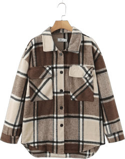 Women T-Shirt Autumn Women's Woolen Plaid Shirt Coat