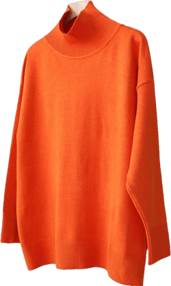 Women's Solid Autumn Winter Sweater Pullover Basic Turtleneck Vintage Knitted Sweaters Jumper Medium Orange