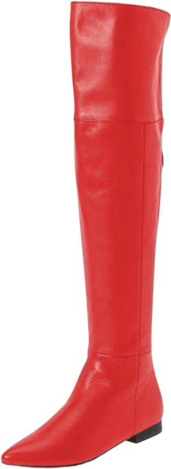 FSJ Women Fashion Over The Knee High Boots Pointed Toe Flat Comfortable Back Zipper Ladies Shoes for Winter 12 Red