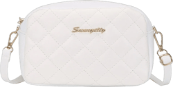 YUANHUILI Women Embroidered Crossbody Bag PU Lattice Shoulder Messenger Bag (White)