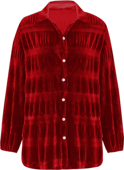 Women Fashion Velvet Shirt Plus Size Front Button up Velvet Shirt Casual Lantern Long Sleeve Velvet Tops V Neck Blouse Red Large
