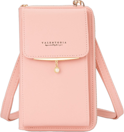 Valentoria Small Crossbody Bag Cell Phone Purse Wallet Leather Card Clutch Handbag for Women Barbie Pink