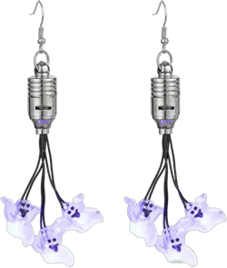 Cute Ghost Boo LED Lights Halloween Dangle Hook Earrings Acrylic Bulbs Light Up Drop Open Fake Huggie Hoops Long Earring Fashion Costume Party Jewelry Gifts for Women Men Unisex