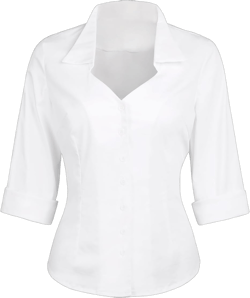 YARN & INK Women's Solid Classic-Fit Casual Blouses Button Down 3/4 Sleeve Dress Shirt 1950s Retro Elegant Work Office Tops 5X-Large White