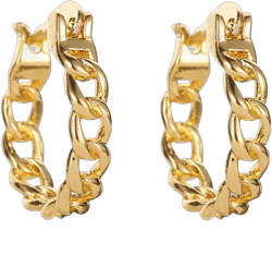 Chain Hoop Earrings for Women Gold Silver Plated Hypoallergenic Simple Hollow Irregular Polished Twisted Metal Link Lightweight Small Huggie Hoop Earrings for Daily Jewelry Accessories