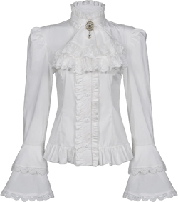 Mingyuezai Victorian Blouse Womens Gothic Pirate Shirt Vintage Long Sleeve Lotus Ruffle Tops Large 010 White