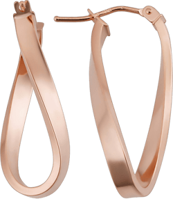 KoolJewelry Real 14k Yellow Gold or Rose Gold High Polish Twisted Oval Hoop Earrings, 1.1 inches - MADE IN ITALY JEWELRY FOR WOMEN