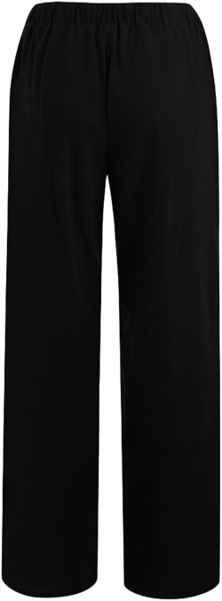 Women's Cotton Linen Summer Cropped Pants Elastic Waist Wide Leg Loose Fit Palazzo Pants Travel 4-black 3X-Large