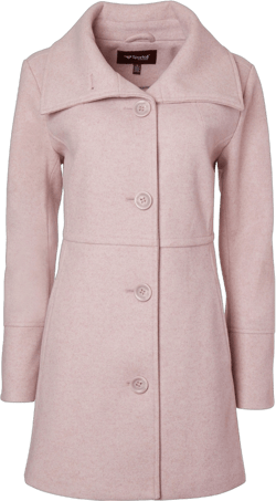 Sportoli Womens Mid-Length Single Breasted Wool Look Dress Coat with Pockets - Light Pink (Large)
