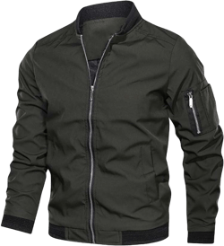 Litteking Men's Bomber Jackets Lightweight Casual Softshell Coat Zipper Sportwear Windbreaker Flight Jacket