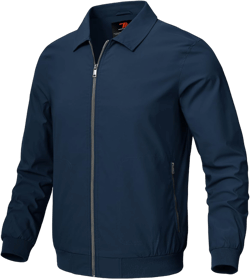 Rdruko Men's Lightweight Jackets Windbreaker Light Golf Jackets For Men Casual Stylish Work Coat Zip Up 3X-Large 02 Navy Blue