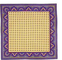 Silk Print Handkerchief Men's Formal Suit Pocket Square Paisley Pattern Handkerchief Polka Dots Pocket Square Yellow