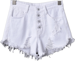 JEKE-DG Women's Button Down High Rise Jeans Shorts Ripped Casual Denim Shorts Frayed Raw Hem Stretchy Denim Shorts 6X-Large White