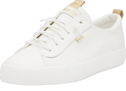 Keds Women's Kickback Canvas Slip on Sneaker 10.5 White Leather Metallic Pop