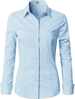 EZEN Womens Slim Fit Long Sleeve Stretchy Button Down Collar Shirt Blouse Small Wbds003-light Blue