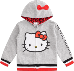 Hello Kitty Girls Zip Up Hooded Sweatshirt for Infant, Toddler and Little Kids Grey