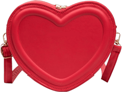 PURPLELILY Women PU Leather Shoulder Bag Heart Shape Crossbody Bag Small Messenger Bag Fashion Handbag Change Purse for Daily Red