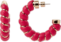 Scoop Women’s Twisted Coral Faux Leather and 14K Gold Flash-Plated Hoop Earrings