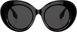 Burberry MARGOT BE 4370U 300187 Womens Round Sunglasses Black 49mm