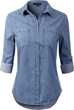 Made by Olivia Women's Basic Classic Long Sleeve Button Down Denim Jean Shirt