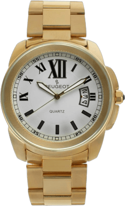 Peugeot Men's Calendar Gold Plated Stainless Steel Bracelet Watch