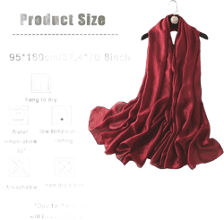 Women's Fashion Scarves, 180x95CM Long Lightweight Scarfs for Women Versatile Usage & Easy Washing Dark Red 180x95CM