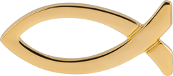 Golden PIN BADGE "Fish" - Religious Jewelry GOLD PLATED Christian Emblem Size 0.8 Inches - Faith Symbol for Men and Women