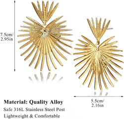 Jstyle Gold Statement Earrings for Women Exaggerated Geometric Earrings Fashion Big Gold Dangle Earrings Twisted Rectangle Heart Leaf Flower Chunky Gold Drop Earrings Jewelry for Women