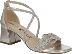 Lifestride Women's Captivate Strappy Block Heel Dress Sandal 10 Wide Silver