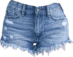 Women Casual High Waisted Denim Shorts Frayed Raw Hem Ripped Jeans Shorts Stretchy Hot Denim Shorts for Summer Large Blue
