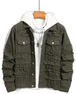 Men Casual And Fashionable Denim Jacket With Fur Edges