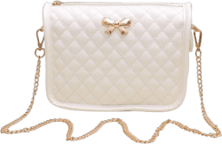 Hanbella Crossbody Purse for Women - Cute Quilted Leather Shoulder Bag with Gold Chain Strap for Teen Girls - Womens Clutch 3-1 Quilted Cream White